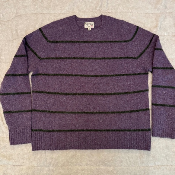J. Crew Other - J. Crew Brushed wool crewneck sweater - Heather Thistle Olive Stripe - XL
